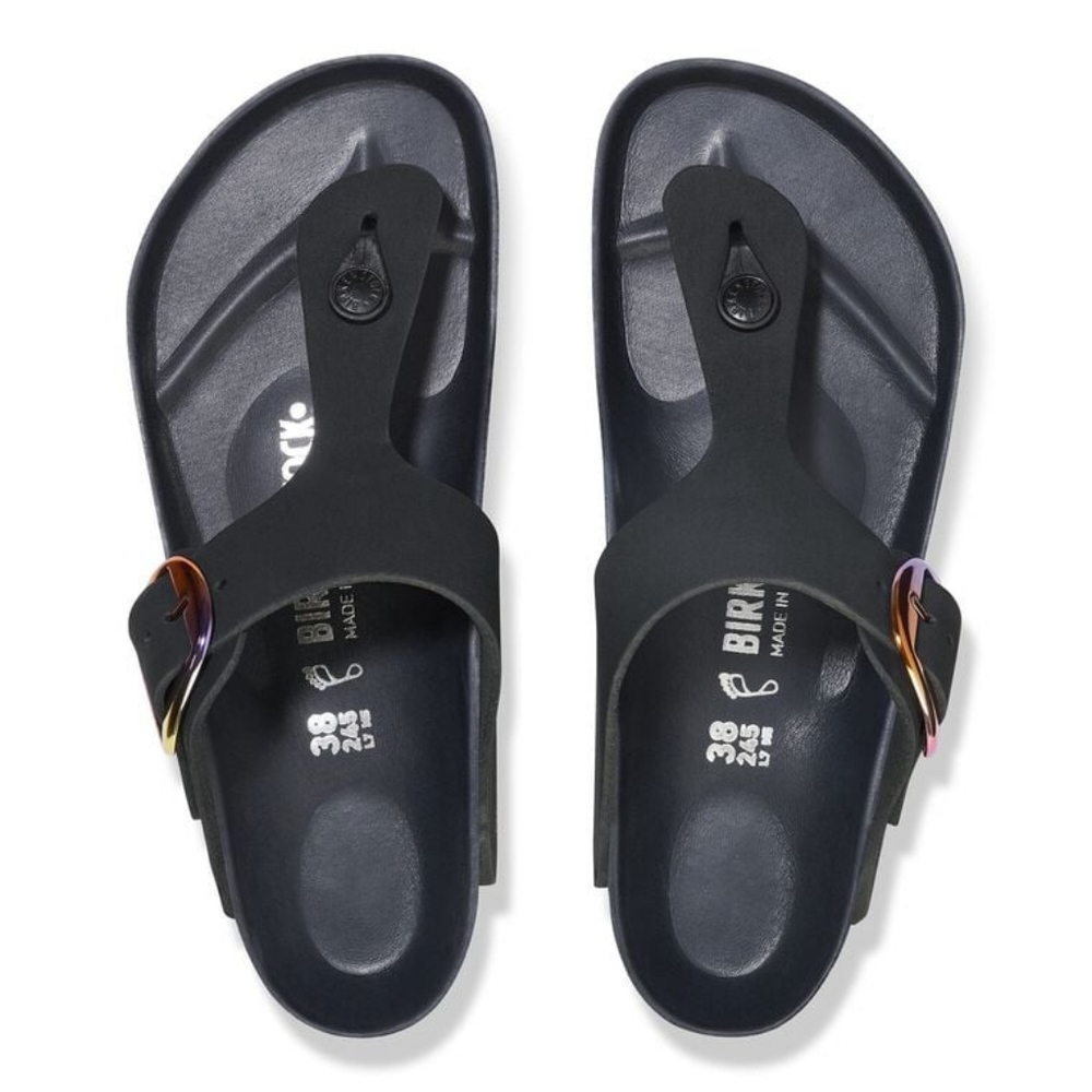 Birkenstock Black Nubuck Leather Gizeh Sandals